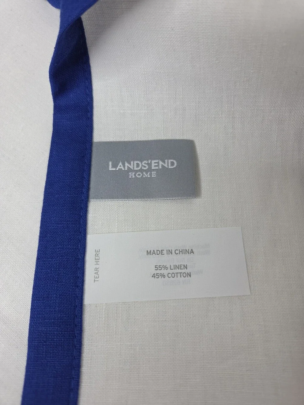 Lands' End Home Linen Bordered White Cotton Placemats And Napkins 4 Each NEW